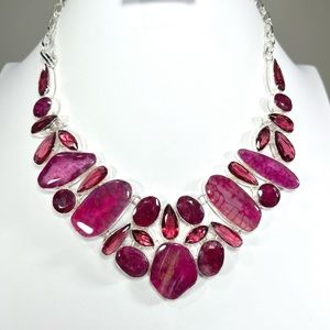 Pink Solar Agate 925 Large Gemstone Necklace